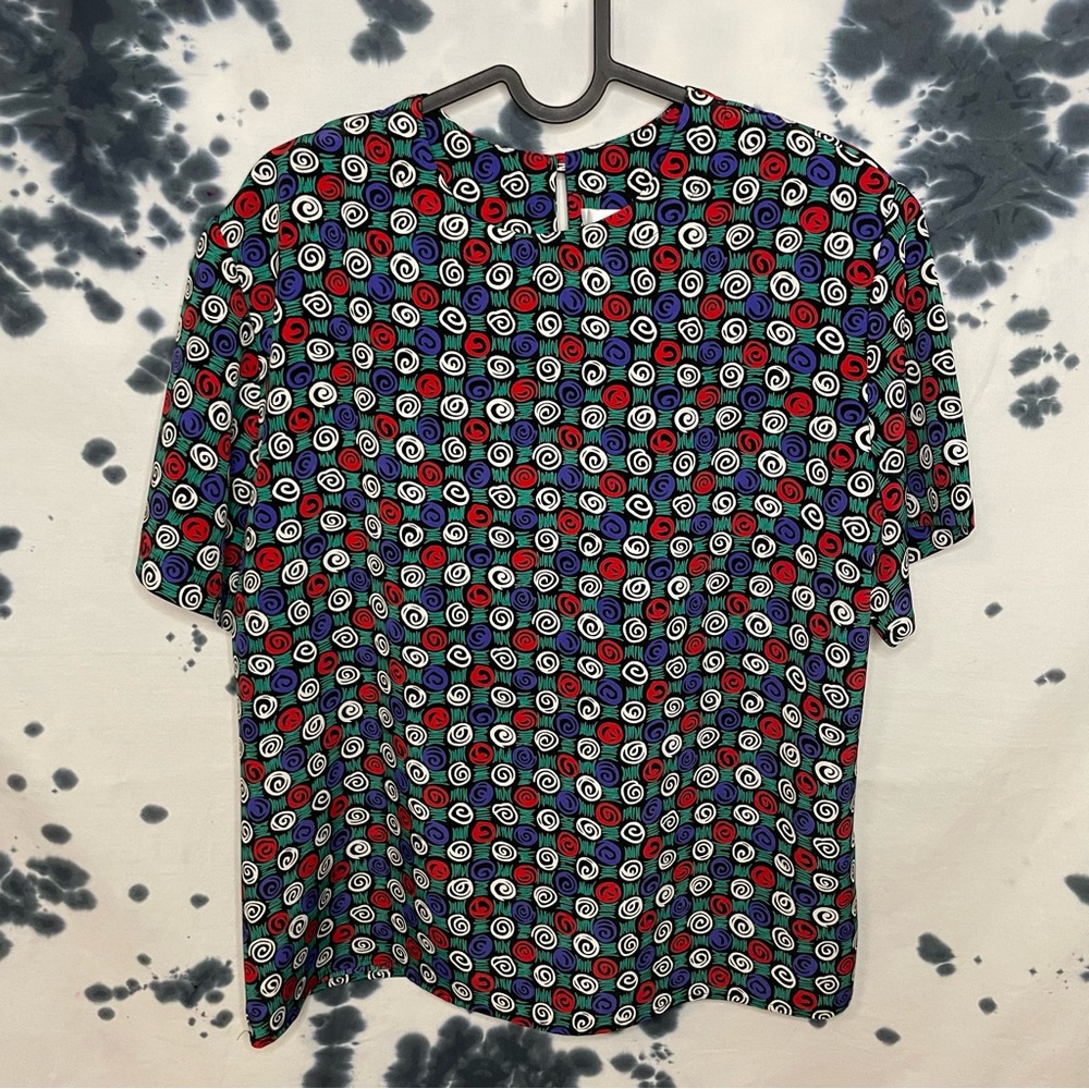 Vintage Renaissance Sportswear Petite Swirl Pattern Blouse